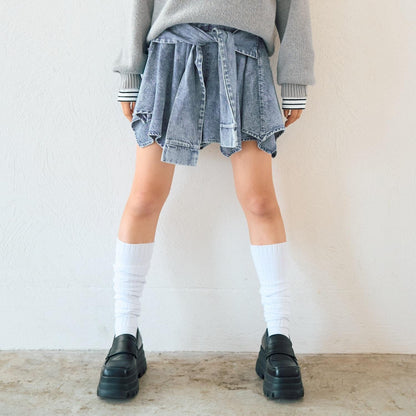 【LTXC】腰帶式牛仔裙褲