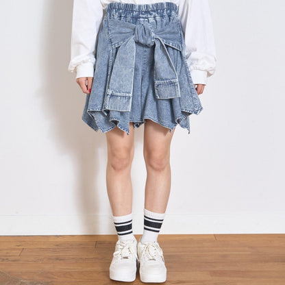 【LTXC】腰帶式牛仔裙褲