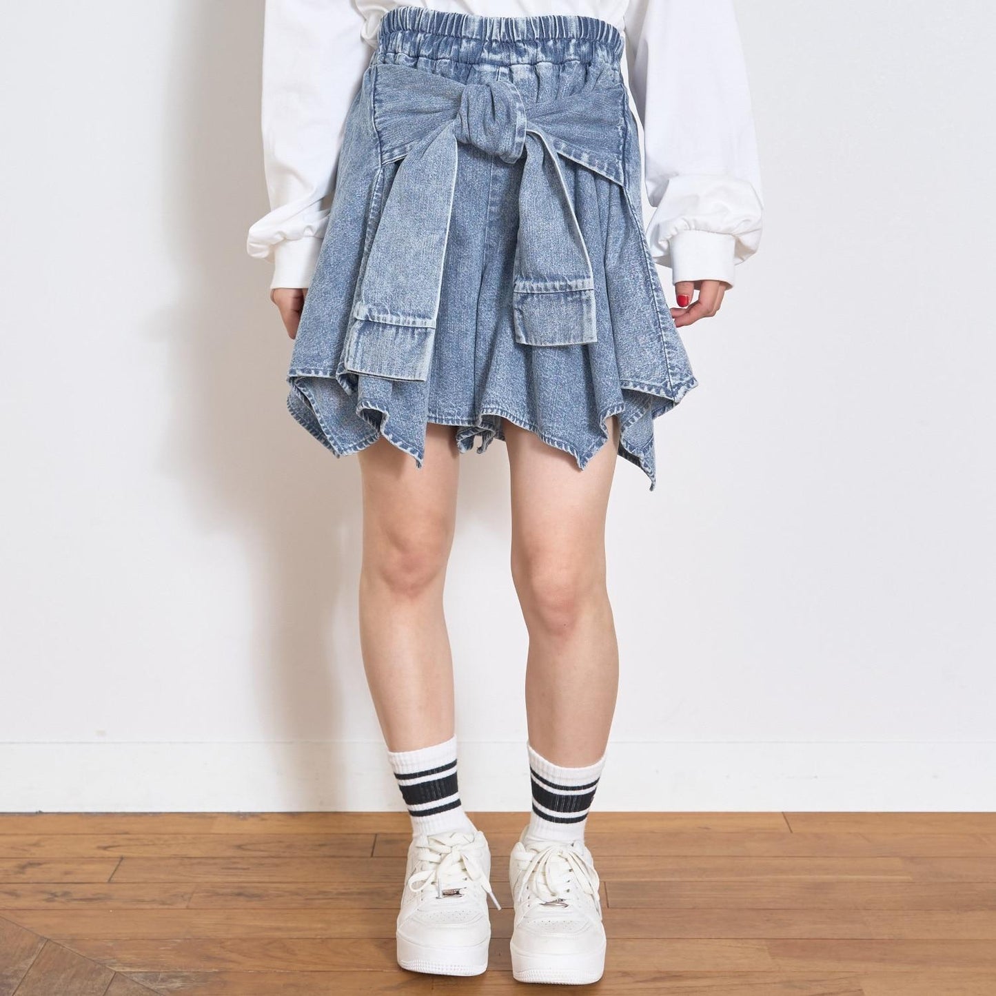 【LTXC】腰帶式牛仔裙褲