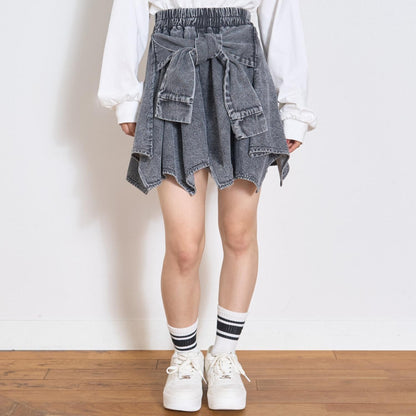 【LTXC】腰帶式牛仔裙褲
