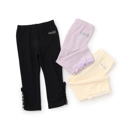 側邊荷葉邊光滑內加絨打底褲