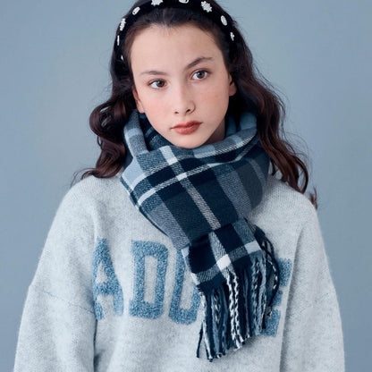 【防靜電】羊絨觸感格紋圍巾