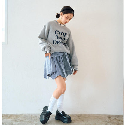 【LTXC】腰帶式牛仔裙褲