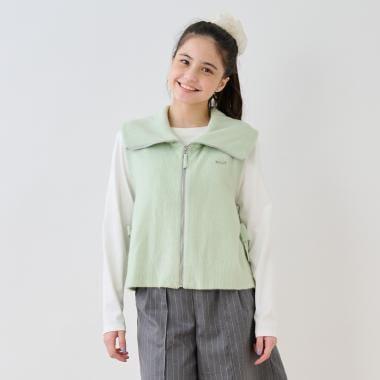 【130cm可選】拉鍊針織馬甲×長袖T恤套裝