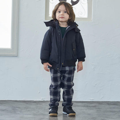 格紋彈力拉絨長褲