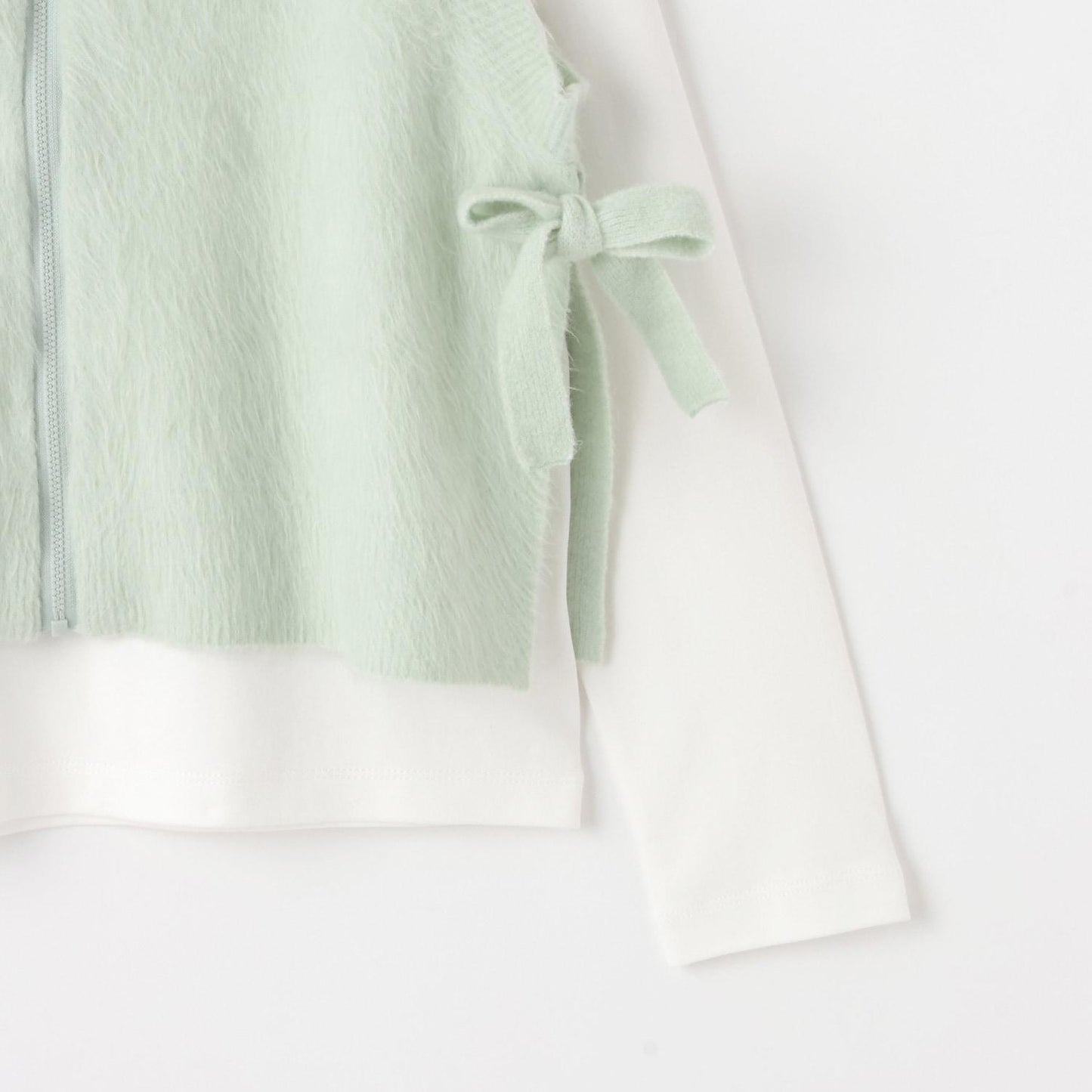 【130cm可選】拉鍊針織馬甲×長袖T恤套裝