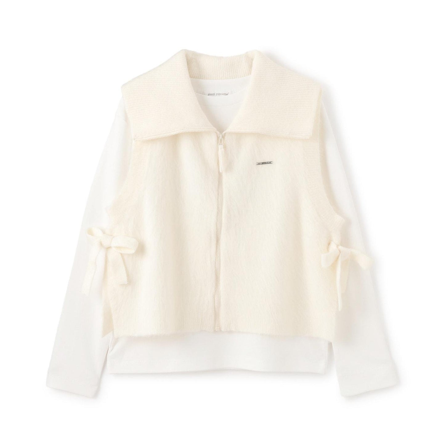 【130cm可選】拉鍊針織馬甲×長袖T恤套裝