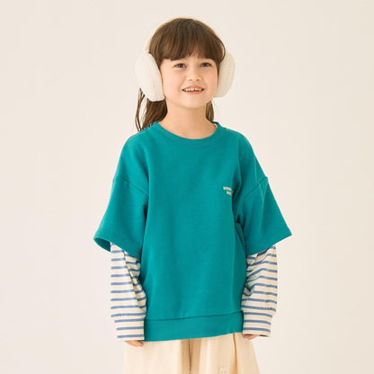 假兩件袖層疊設計衛衣