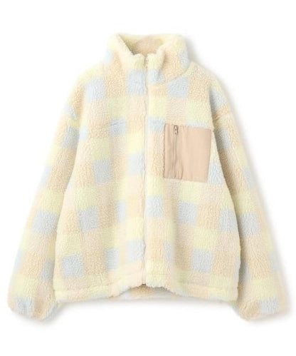 拼接羊羔絨夾克【韓國時尚】