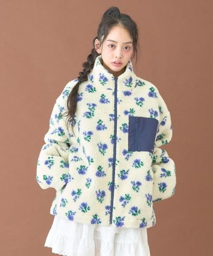 拼接羊羔絨夾克【韓國時尚】