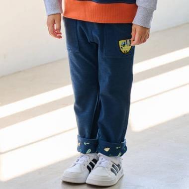 褲腳內側交通工具印花長款直筒褲