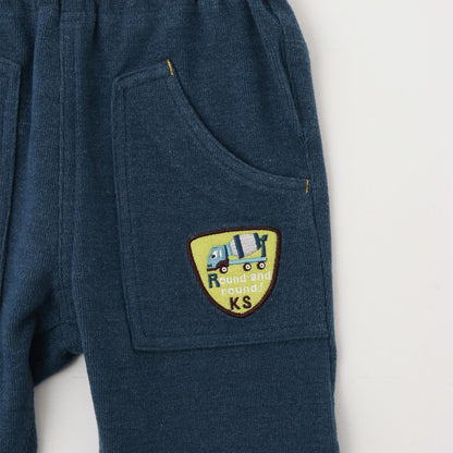 褲腳內側交通工具印花長款直筒褲