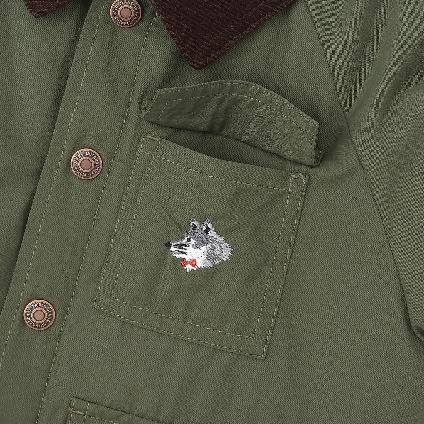 狼刺繡狩獵夾克