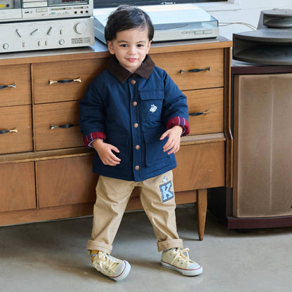 狼刺繡長款直筒褲