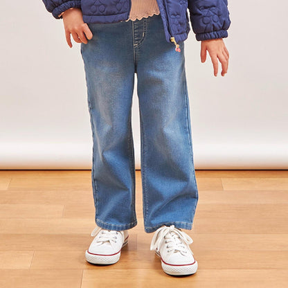 彈力牛仔加絨長褲