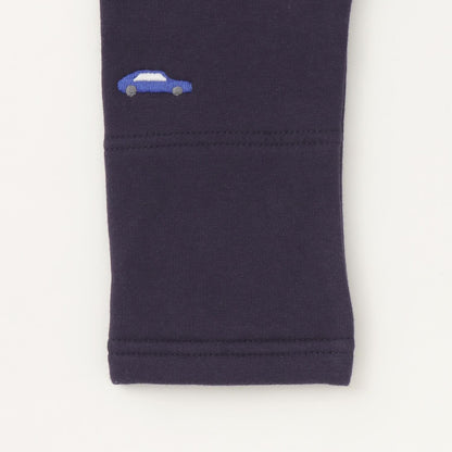 車線刺繡彈力加絨衛褲