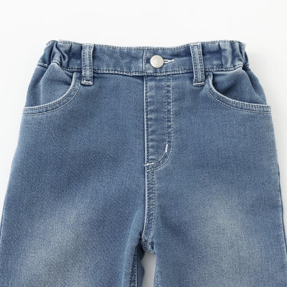 彈力牛仔加絨長褲