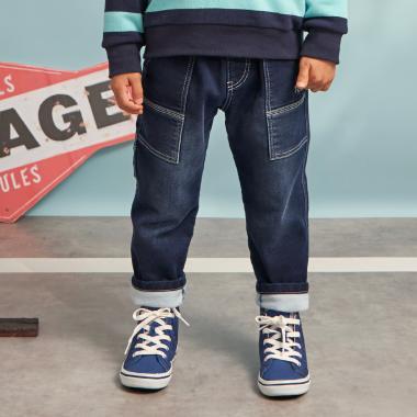 彈力牛仔工裝褲