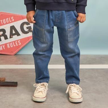 彈力牛仔工裝褲