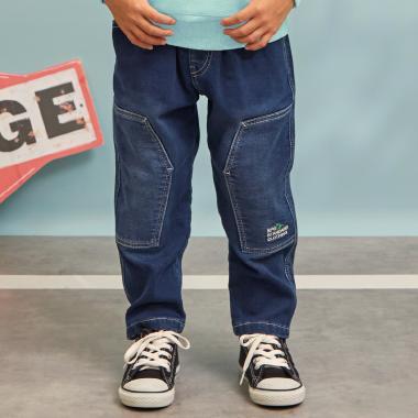 彈力牛仔雙膝工裝褲