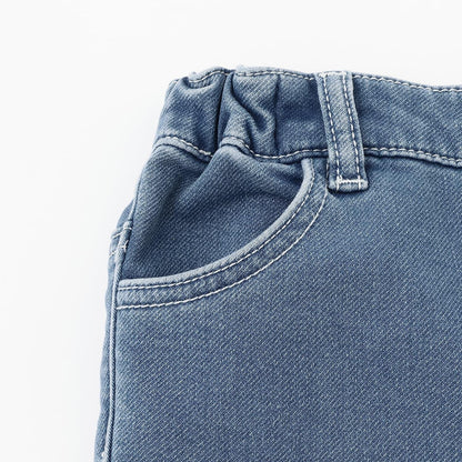 彈力牛仔加絨長褲