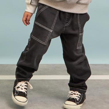 彈力牛仔工裝褲