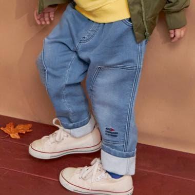 彈力牛仔雙膝工裝褲