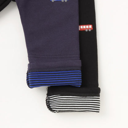 車線刺繡彈力加絨衛褲