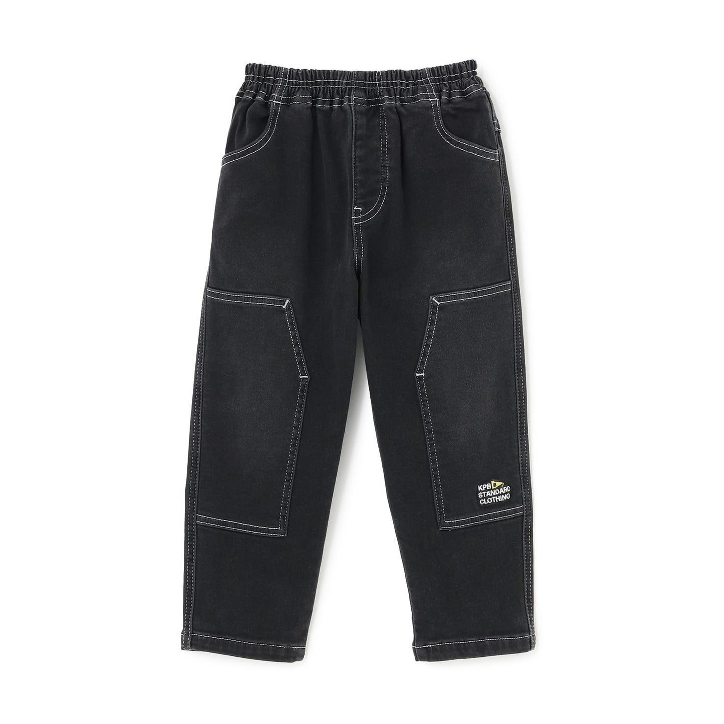 彈力牛仔雙膝工裝褲