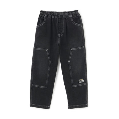 彈力牛仔雙膝工裝褲