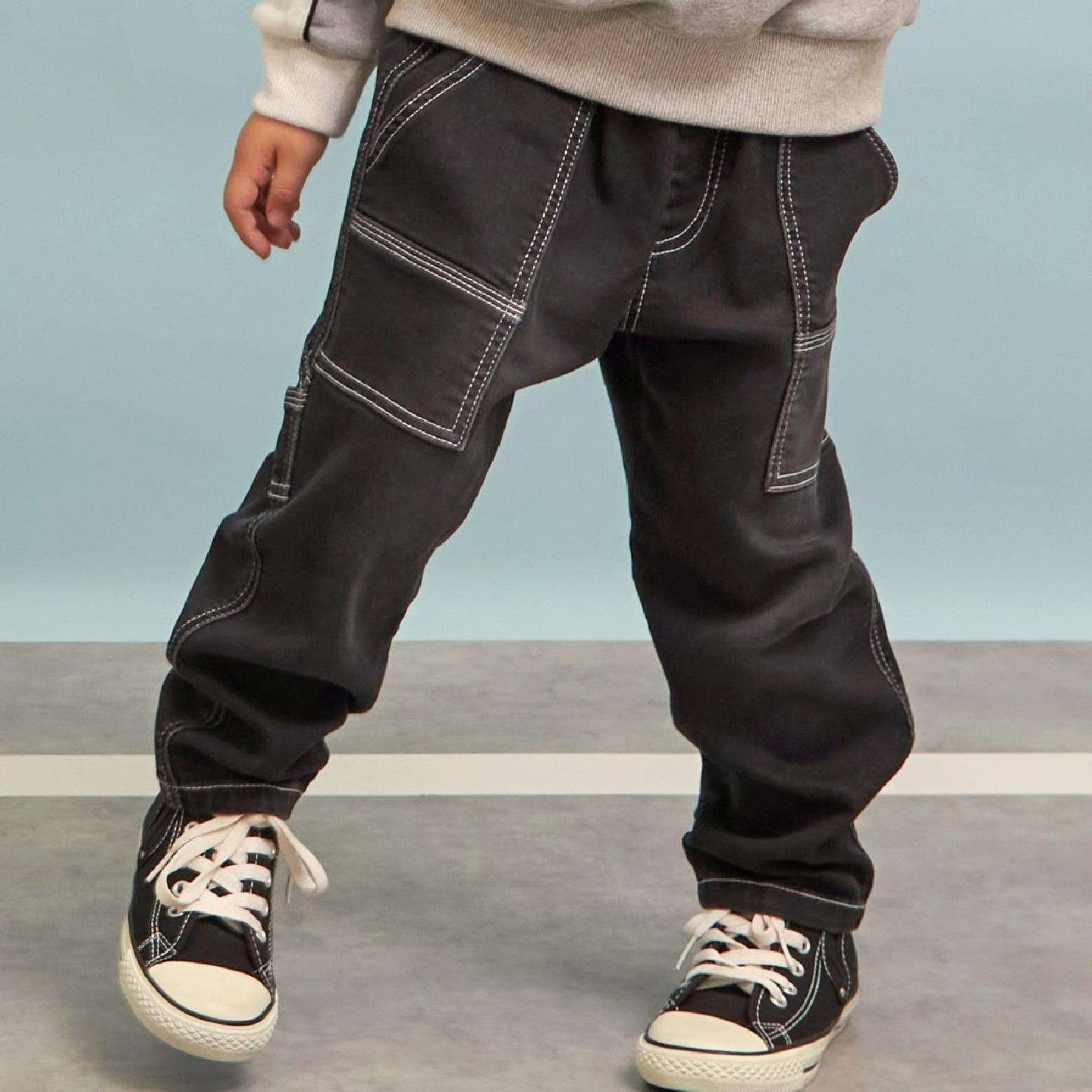 彈力牛仔工裝褲