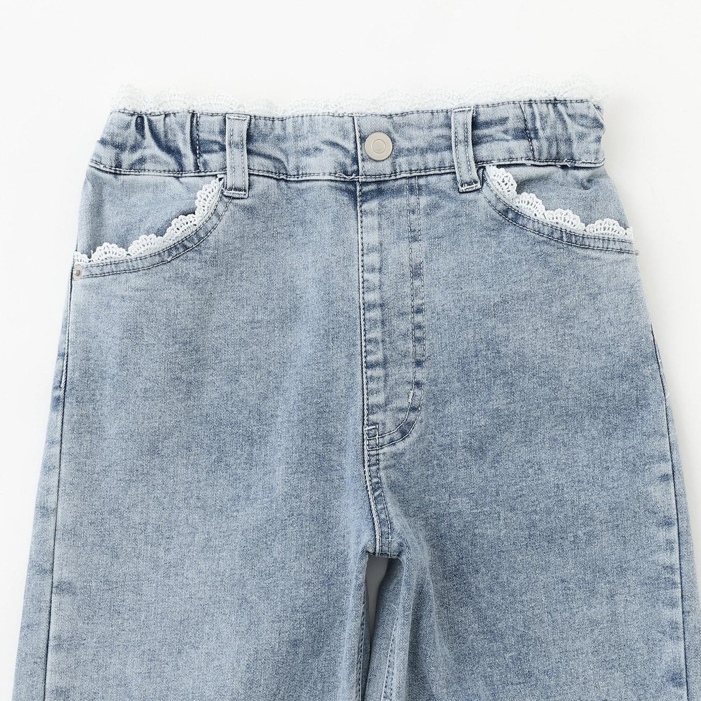 蕾絲拼接牛仔褲