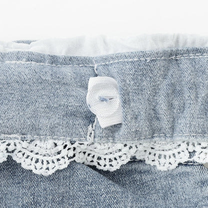 蕾絲拼接牛仔褲