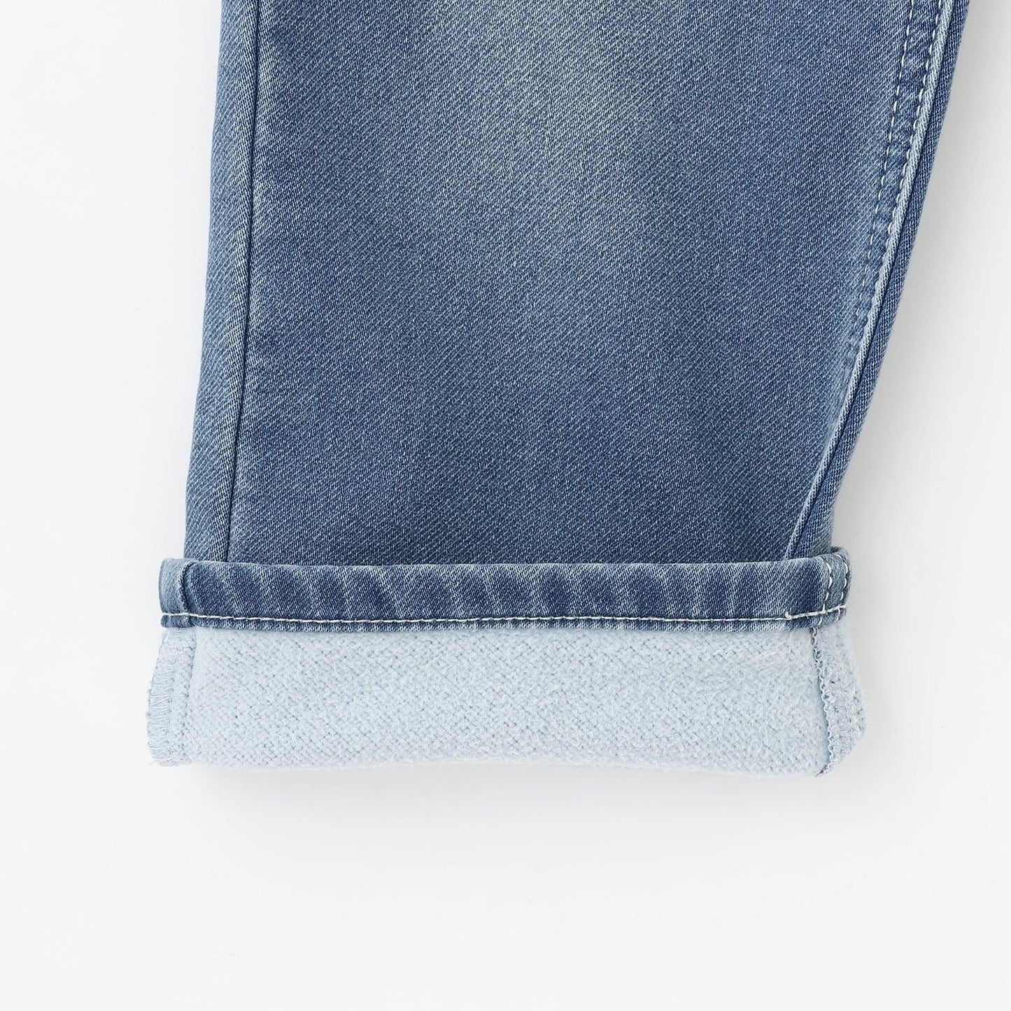 彈力牛仔加絨長褲