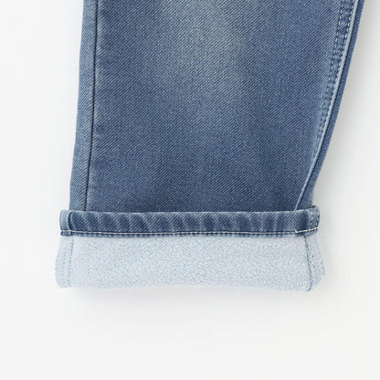 彈力牛仔加絨長褲