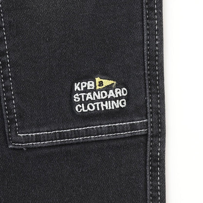 彈力牛仔雙膝工裝褲