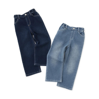 彈力牛仔加絨長褲