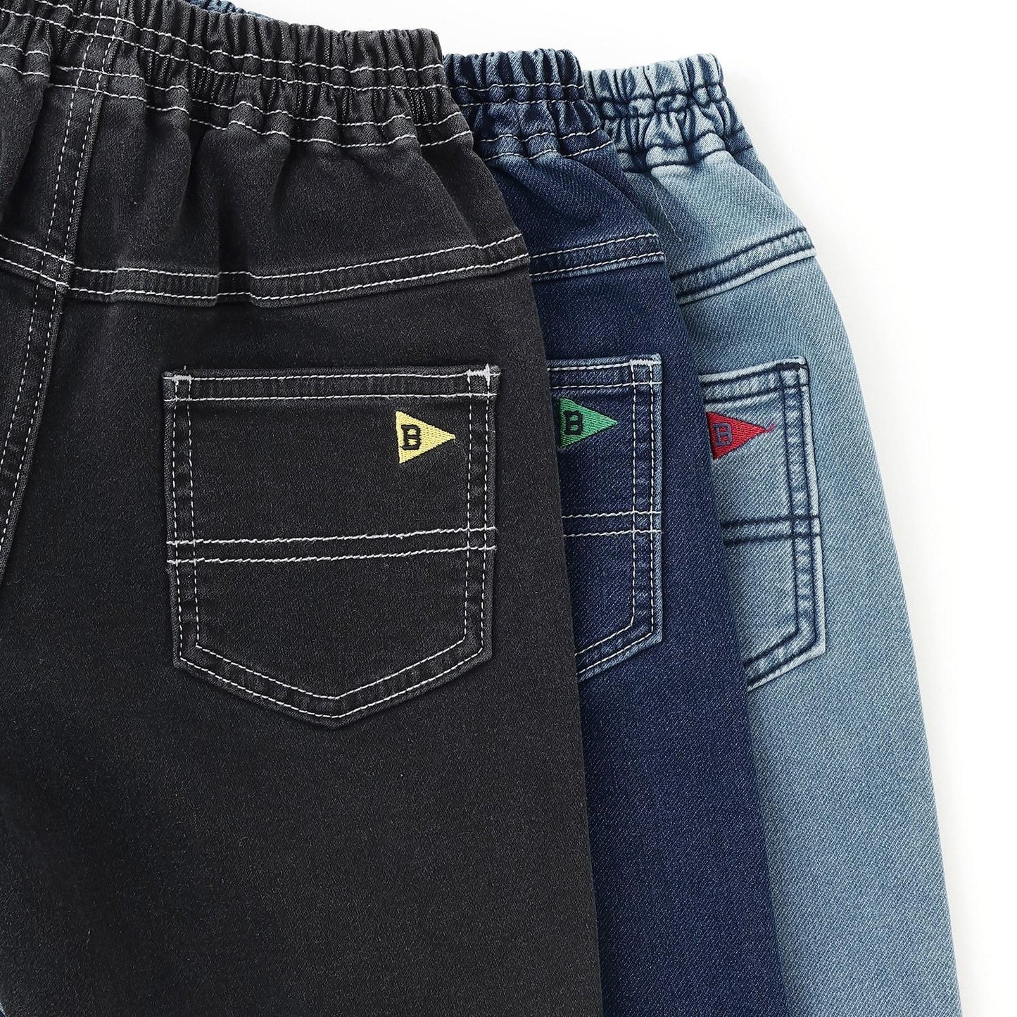 彈力牛仔雙膝工裝褲