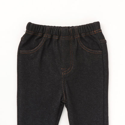 牛仔針織內加絨長褲