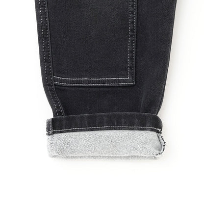 彈力牛仔雙膝工裝褲