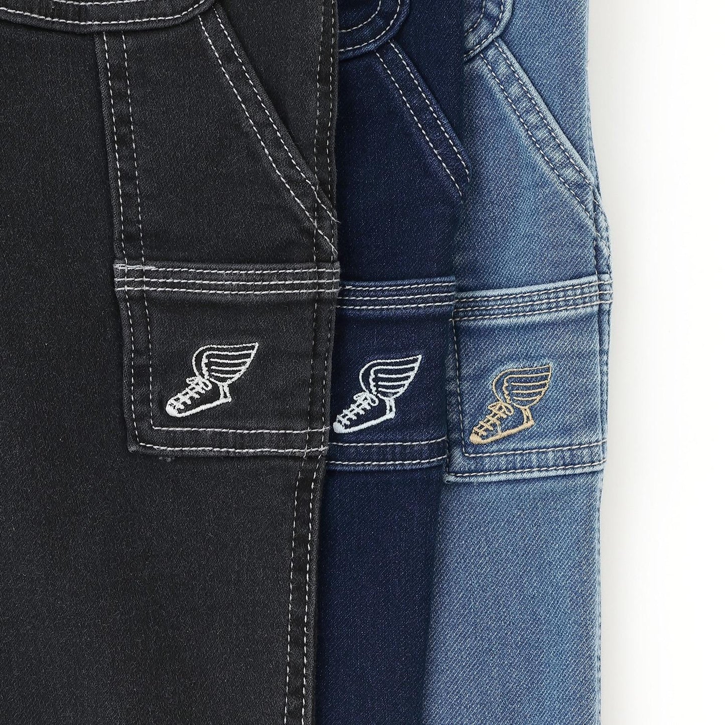 彈力牛仔工裝褲