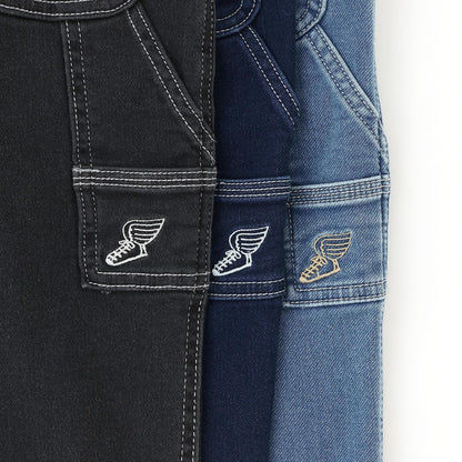 彈力牛仔工裝褲