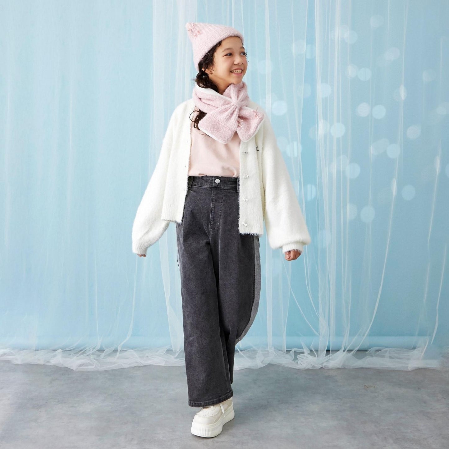 【trois lapins】長毛針織V領開衫