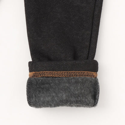 牛仔針織內加絨長褲