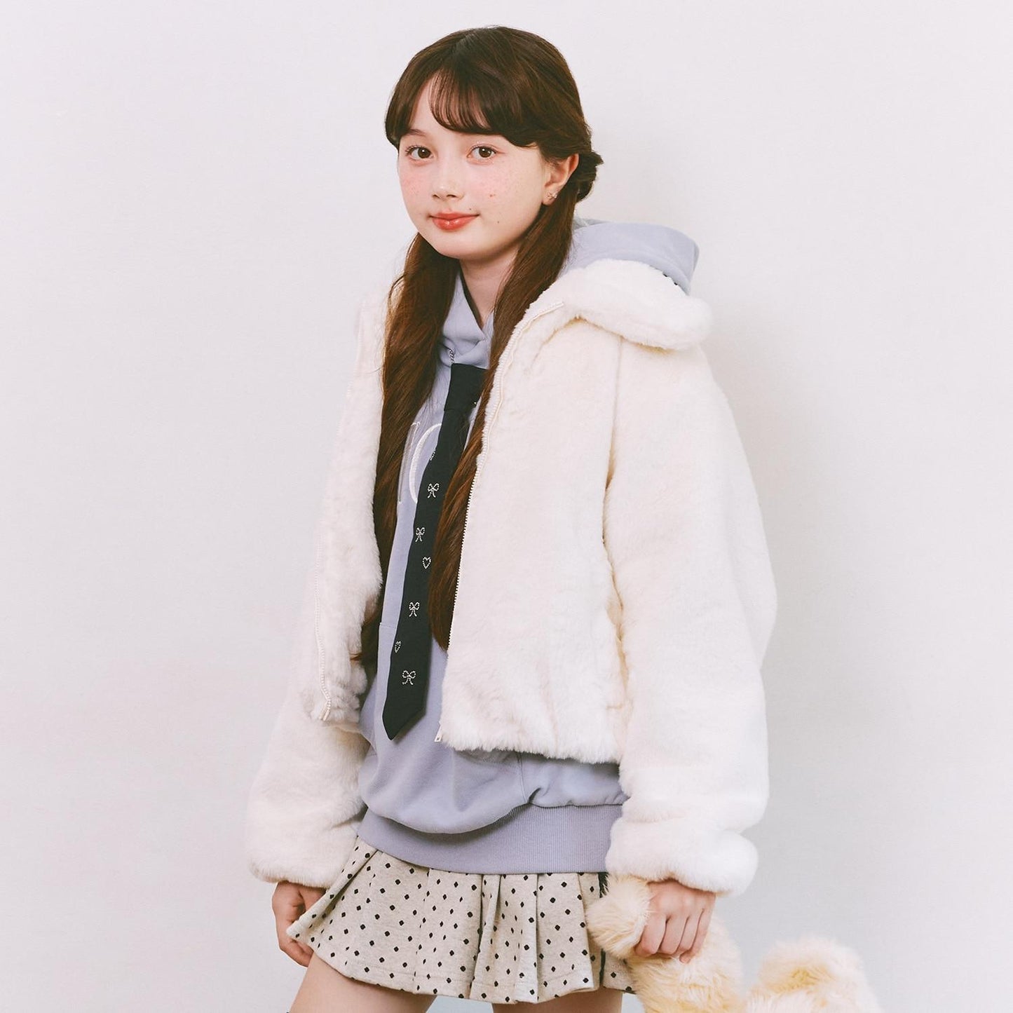 蓬鬆仿皮草飛行夾克