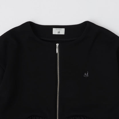 【AMI】厚棉氣球袖拉鍊開衫