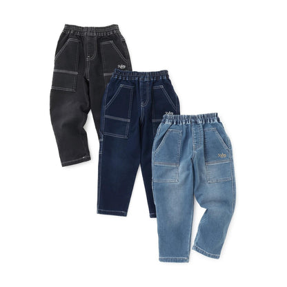 彈力牛仔工裝褲