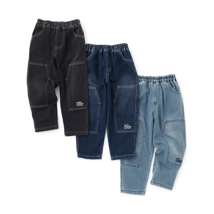 彈力牛仔雙膝工裝褲