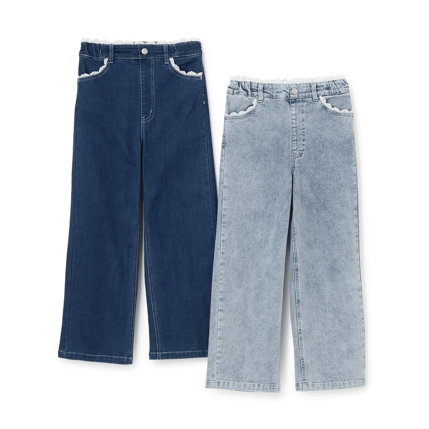 蕾絲拼接牛仔褲