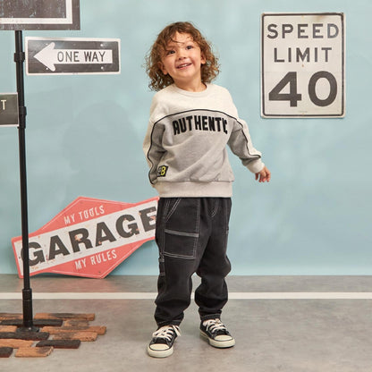 彈力牛仔工裝褲